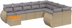 vidaXL Set canapele de grădină cu perne, 10 piese, bej, poliratan