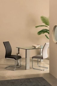 Scaun dining cappuccino din piele ecologica si metal, Myra Bizzotto