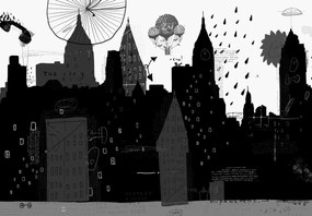 Fototapet - Oraș cu inscripții și modele (147x102 cm)