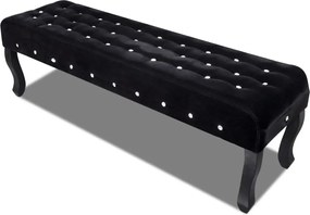 vidaXL Bancă din catifea, cu nasturi de cristal, negru