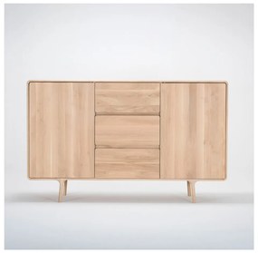 Comodă din lemn masiv de stejar cu 3 sertare Gazzda Fawn, lățime 180 cm