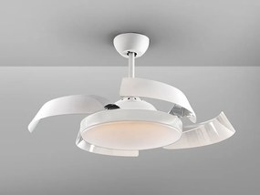 Lustra LED cu Ventilator si telecomanda, lame retractabile Enzo alb