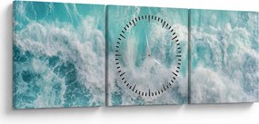 Tablou - Vedere a valurilor oceanului (cu ceas) (90x30 cm)