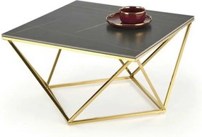Masuta cafea FELICIA, negru/auriu, ceramica/metal, 80x80x46 cm