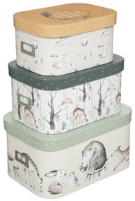 Set 3 cutii decorative cu capac Forest Friends
