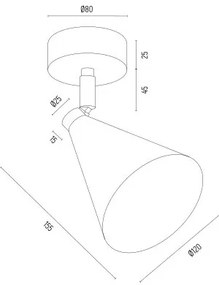 Aplica de perete / tavan cu spot directionabil design modern Lucinda verde, auriu