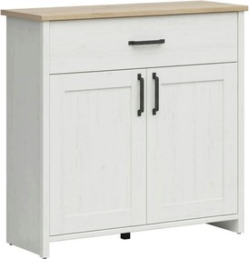 Comoda LOKSA, pin alb/stejar grandson, PAL laminat, 102x38x99 cm