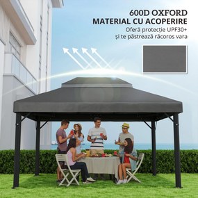 Outsunny Acoperiș de rezervă pentru pavilion, 3 x 4 m, husă de rezervă cu orificii de scurgere, poliester, protecție solară, UPF30+, Gri închis | Aosom Romania