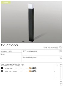 Stalp de iluminat exterior modern IP54 SORANO H-70cm gri
