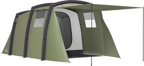 Outsunny Cort Gonflabil Tip Tunel pentru 3-6 Persoane cu Pridvor, Ferestre din Plasă și Husă, Impermeabil, Verde Măsliniu | Aosom Romania