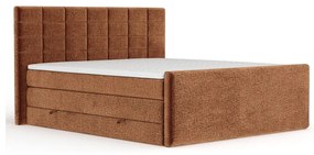 Pat boxspring portocaliu cu spațiu de depozitare 200x200 cm Ava – Maison de Rêve