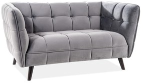 Canapea Castello Velvet, cu doua locuri, gri/negru