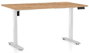Masă înălțime reglabilă OfficeTech B, 120 x 80 cm, picioare albe, stejar kraft