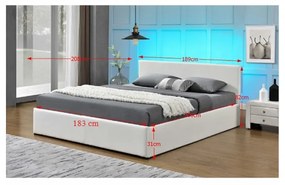 Pat matrimonial 180 cm Jora (cu somieră, sp. depozitare și LED). 808745