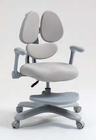 RIKKY Scaun ergonomic pentru copii, spatar si suport lombar reglabile, huse detasabile, suport picioare reglabil, rotativ, Gri