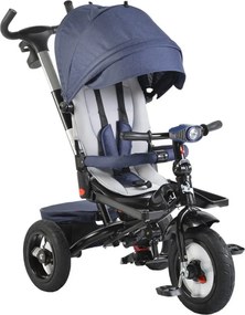 Tricicleta cu copertina detasabila NOVOKIDS™ Jockey Trike , Cu far luminos si melodii, Roti gonflabile din cauciuc, Pozitie somn, Pedale si maner