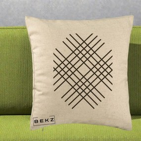 Perna Decorativa Geometric Grid, 40x40 cm, Bej, Husa Detasabila, Perna Inclusa, BEKZ®