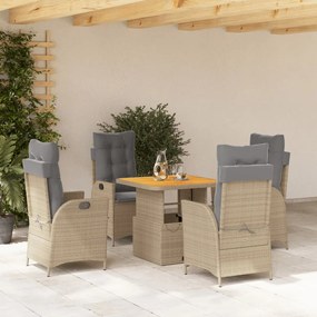 3277482 vidaXL Set mobilier de grădină cu perne, 5 piese, bej, poliratan