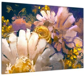 Tablou pe sticlă - Flori (70x50 cm)