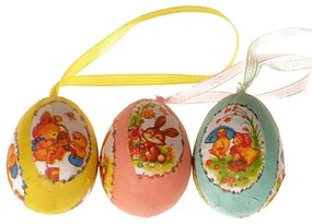 Set de ouă de Paște cu motive de primăvară,înălțime 4 cm, 12 bucăți în pachet