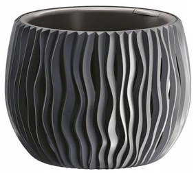 Ghiveci decorativ de flori, rotund, antracit, 2.3 L, 23.8x16.1 cm, Sandy Bowl