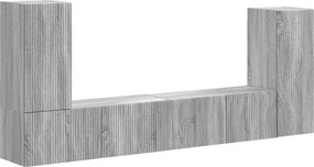 vidaXL Set comodă TV 4 pcs Gri Sonoma Lemn compozit