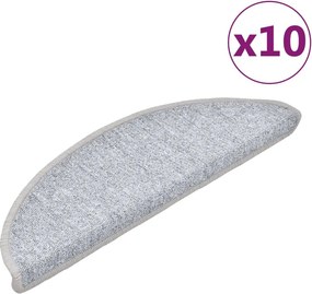 vidaXL Covorașe pentru scări, 10 buc., 56x17x3 cm, gri deschis, semirotunde