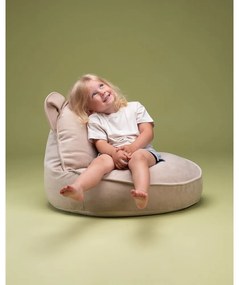 Fotoliu puf pentru copii bej cu tapițerie din catifea Bear – Wigiwama