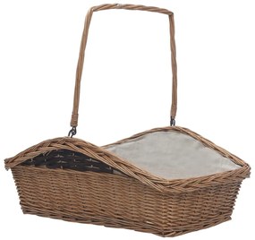 vidaXL Coș pentru lemne de foc cu mâner, maro 61,5x46,5x58 cm salcie