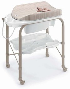Masa de baie pliabila cu saltea de infasat, cadita anatomica cu furtun, roti cu blocatori, Cambio Deluxe, alb