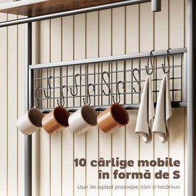 HOMCOM Scaffale Bucătărie Con Prize E Led, Struttura In Oțel, Marrone Rustic | Aosom Romania