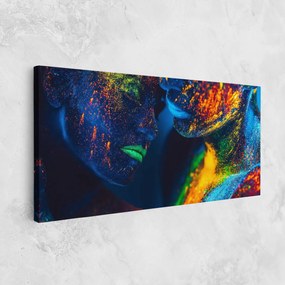 Tablou Canvas, 40x80cm, Dormitor si Living, Abstracte, Culori vibrante, Fluorescent Green Lips
