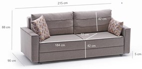 Canapea trei locuri Emilie (Crem). 1072399