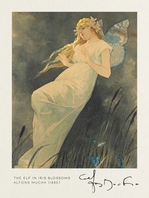 Reproducere The Elf in the Iris Blossoms (1885), Alfons Mucha