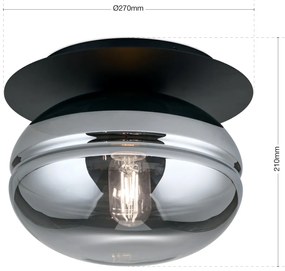 Plafoniera vintage design decorativ RICHARD negru/fumuriu