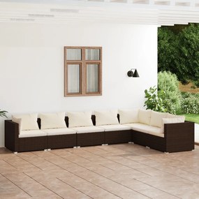 3101738 vidaXL Set mobilier de grădină cu perne, 7 piese, maro, poliratan