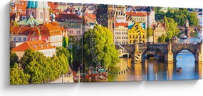 Tablou - Praga (cu ceas) (90x30 cm)