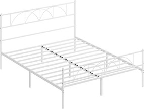 HOMCOM Cadru de pat 160x200 cm cu tăblie, suport lamele din oțel, depozitare sub pat | Aosom Romania