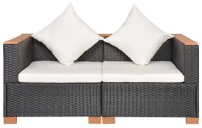 42754 vidaXL Canapea de grădină, negru, poliratan