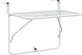 vidaXL Masă de balcon, alb, 60x40 cm, oțel