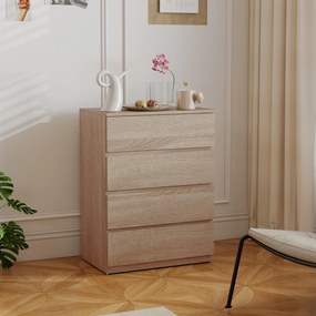 HOMCOM Comodă cu 4 Sertare, Dulap Înalt pentru Dormitor, Comodă cu Sertare cu Ghidaje Metalice și Mânere Scanalate, Alb | Aosom Romania