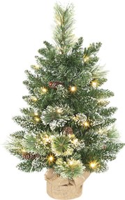 HOMCOM Pom de Crăciun Miniatural Pre-luminat 60 cm, Pom de Crăciun cu Zăpadă | Aosom Romania