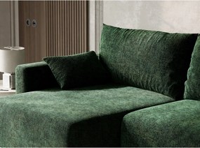 Colțar verde închis extensibil/cu spațiu de depozitare cu tapițerie din chenille (cu colț pe partea stângă/cu șezlong) Leon – Maison de Rêve