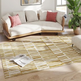 HOMCOM Covor de living 200 x 140 cm fir scurt lavabil în mașină hipoalergic pentru living, dormitor, birou, galben | Aosom Romania