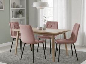 Scaun de sufragerie din catifea roz LIBRA cu picioare negre