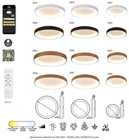 Plafoniera LED inteligenta design circular NISEKO II Gold 50cm