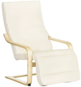HOMCOM Fotoliu Relax Confort și Relaxare cu suport reglabil pentru picioare detașabil 94 x 66,5 x 100 cm Lemn Masiv Crem | Aosom Romania