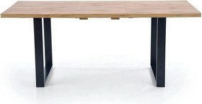 Masa extensibila VENOM, stejar wotan/negru, PAL/otel, 160-210x90x74 cm