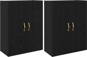 vidaXL Dulap montat pe perete 2 pcs Stejar Negru 69,5 x 34 x 90 cm