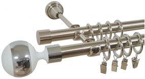 Galerie dubla KULA ALB /19 - INOX (Alege marime: 120 cm)